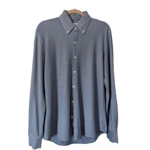 Mizzen + Main Solid Faded Blue Medium Trim Fit Long Sleeve Button Down Shirt EUC